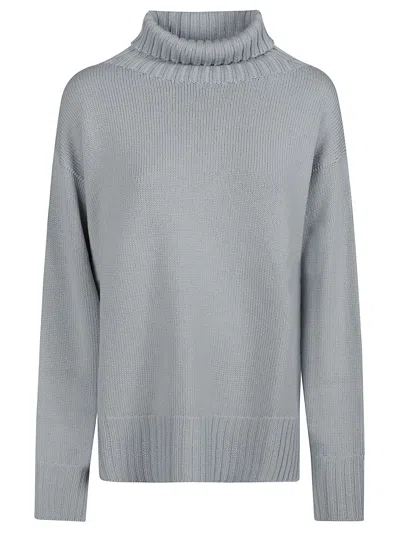 Drumohr Finely Knitted Merino Turtleneck Sweater In Gray