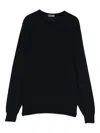 Drumohr Fitted Long Sleeve Crew-neck Sweater In Black