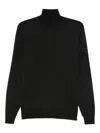 Drumohr Fitted Merino Wool Long Sleeve Turtleneck Sweater In Black