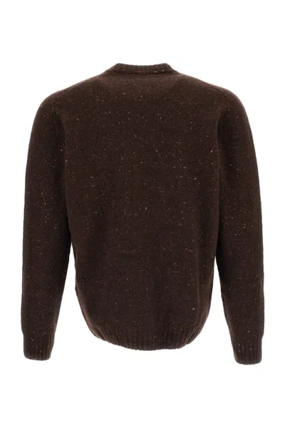 Drumohr Flecked Tweed Effect Jersey-knit Sweater In Brown