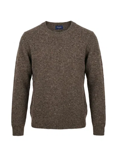 Drumohr Flecked-knit Wool Sweater In Gray