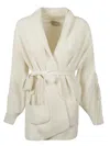 Drumohr Fringed Belted Cardigan In Neutral