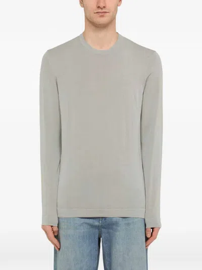 Drumohr Frosted Cotton Sweater In Gray