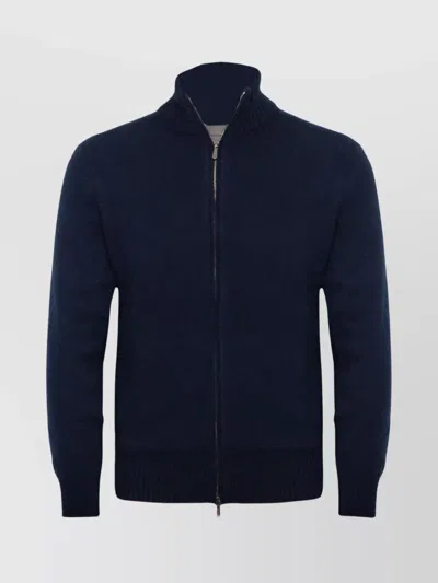 DRUMOHR FULL ZIP HIGH COLLAR RIBBED SWEATER