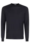 Drumohr Crew Neck Cotton Jumper In Blu