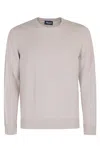 Drumohr Beige Double Strand Merino Wool Crew Neck Sweater In Cenere