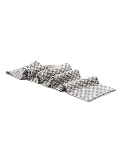Drumohr Geometric-pattern Cashmere Scarf In Gray