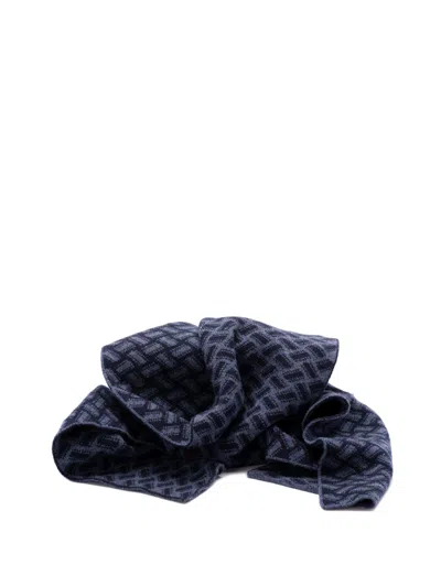 Drumohr Geometric-pattern Cashmere Scarf With Finished Edge In Black