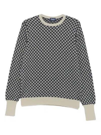 Drumohr Geometric-pattern Crew-neck Sweater In Blue