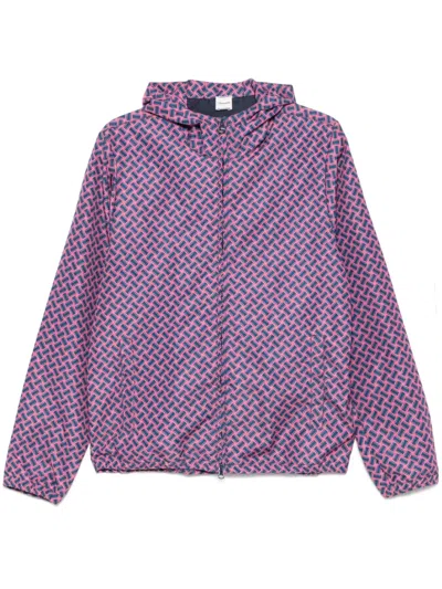 Drumohr Geometric Patterned Lightweight Jacket In Purple