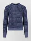 Drumohr Geometric Pattern Long Sleeve Crew Neck Sweater In Blue
