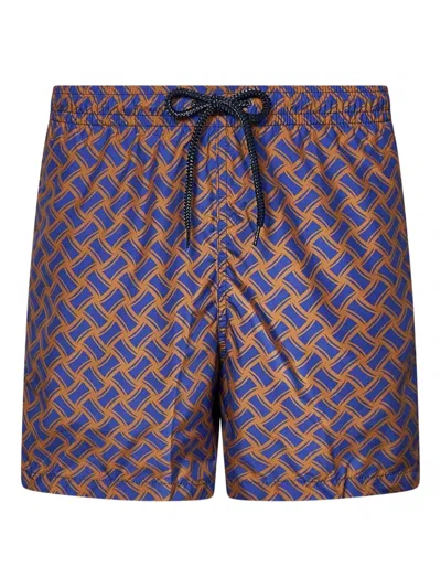 Drumohr Geometric-pattern Swim Shorts In Brown