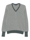 Drumohr Geometric-pattern V-neck Sweater In Green