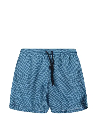 Drumohr Geometric-print Swim Shorts In Blue