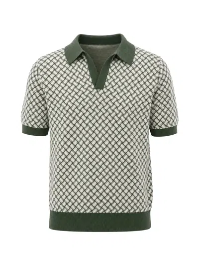 Drumohr Geometric-knit Short-sleeve Polo Shirt In Green