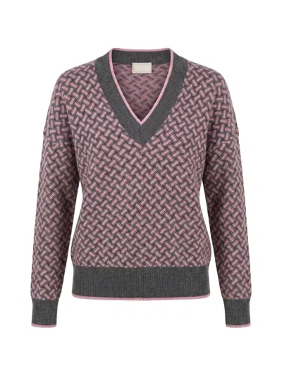 Drumohr Geometric-pattern Cashmere Sweater In Grey