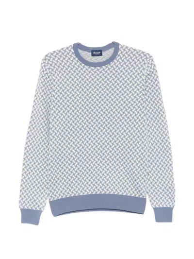 Drumohr Geometric-pattern Sweater In Blue