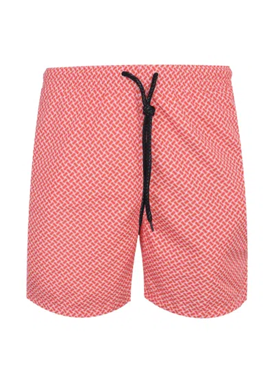 Drumohr Geometric-print Drawstring Shorts In Red