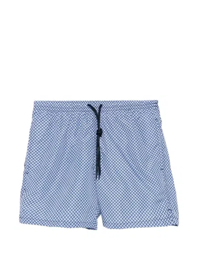 Drumohr Geometric-print Drawstring Swim Shorts In Blue