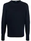 Drumohr Black Wool Crew Neck Sweater In Blue