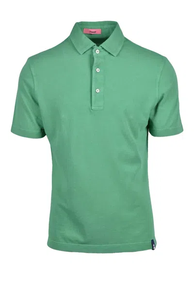 Drumohr Green Knitted Cotton Polo