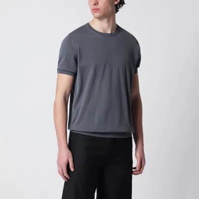 Drumohr Grey Cotton Crewneck Sweater In Gray