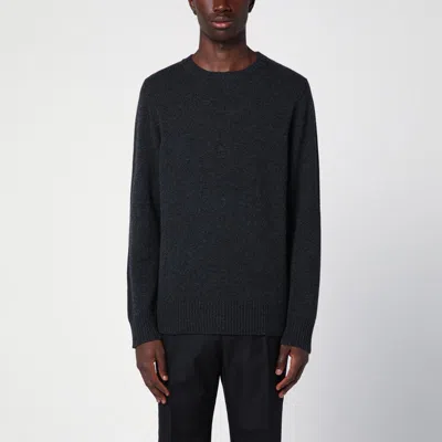 Drumohr Grey Crew-neck Sweater In Cashmere In Black