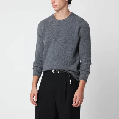 Drumohr Grey Crewneck Sweater In Cashmere In Animal Print