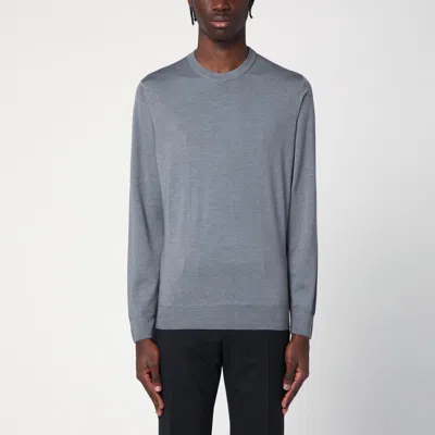 Drumohr Grey Merino Wool Crew-neck Sweater