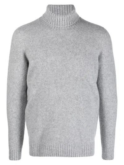 Drumohr Light Grey Mock Neck Sweater In Gray