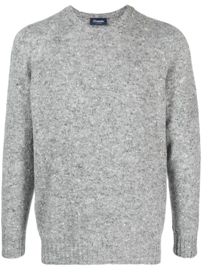 Drumohr Medium Grey Long Sleeve Crew Neck Sweater In Gray