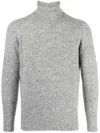 Drumohr Marl Knit Crew Neck Sweater With Ribbed Cuffs In Gray