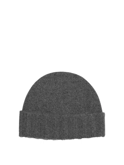Drumohr Soft Textured Ribbed Cuff Hats Collection In Gray