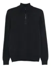 Drumohr Long Sleeve Mock-neck Zip Sweater In Gray