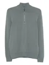 Drumohr Long Sleeve Mock-neck Zip Sweater In Green