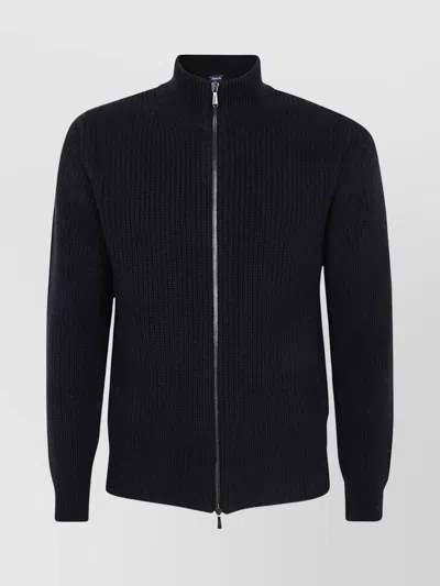 Drumohr High Neck Pullover Zipper In Black