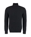 Drumohr High-neck Ribbed Pullover In Black