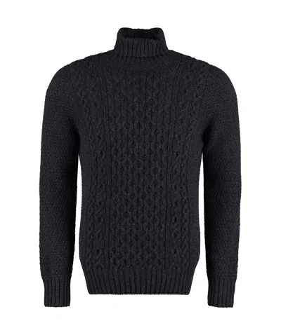 Drumohr High-neck Ribbed Pullover In Black