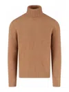 Drumohr Ribbed Turtleneck Sweater Long Sleeves In Brown