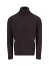 Drumohr Ribbed Turtleneck Crewneck Sweater In Brown