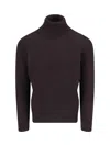 Drumohr Ribbed Turtleneck Crewneck Sweater In Brown