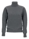 Drumohr Ribbed Turtleneck Sweater In Lambswool In Gray
