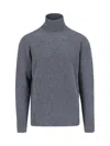 Drumohr Ribbed Turtleneck Sweater Long Sleeves In Gray
