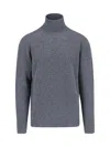 Drumohr Ribbed Turtleneck Sweater Long Sleeves In Gray