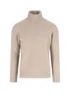 Drumohr Turtleneck Sweater With Ribbed Cuffs And Hem In Neutral