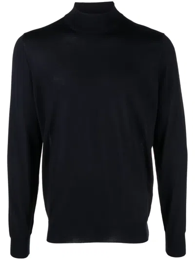 Drumohr High Neck Merino Wool Sweater In Black