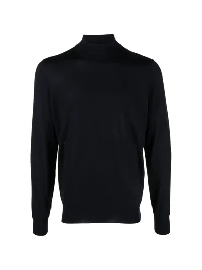 Drumohr High-neck Wool Sweater In Blue