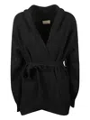 Drumohr Hooded Belted Cardigan In Black