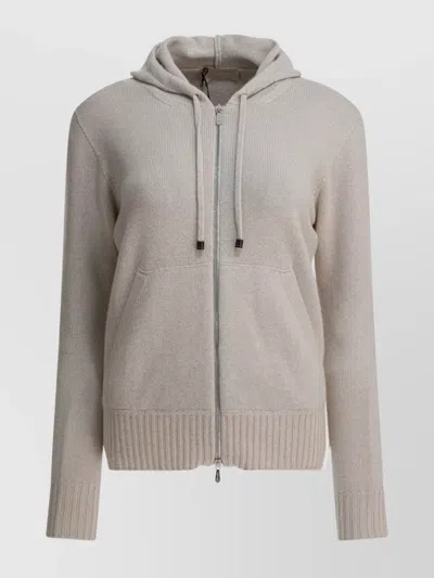 DRUMOHR HOODED KNITWEAR WITH FRONT POCKETS AND RIBBING