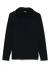 Drumohr Black Hoodie With Ribbed Texture In Black